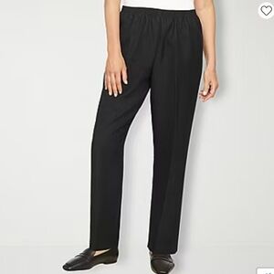 Alfred Dunner Pants Womens 10 Black Classics Straight Mid Rise Pull On NEW